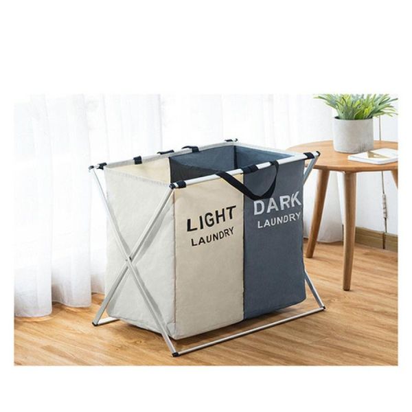 

clothing & wardrobe storage dirty clothes basket oxford cloth divided grid waterproof foldable two-color two-compartment