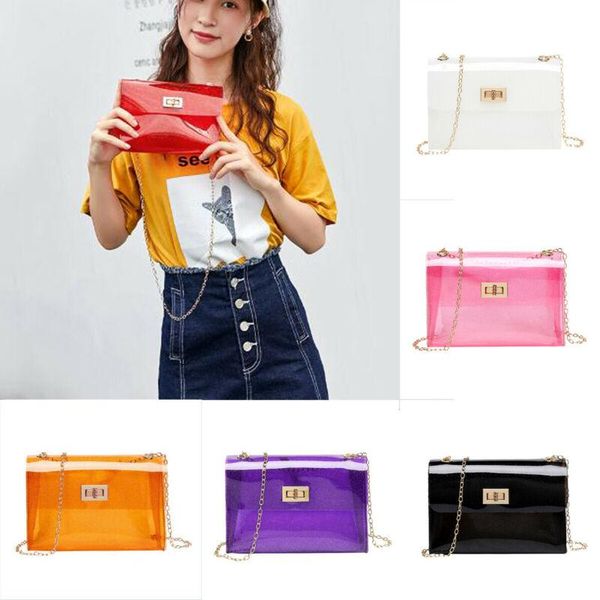 

women transparent pvc clear crossbody jelly bag tote handbag shoulder purse waist bags