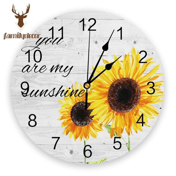 

wall clocks sunflower you are my sunshine printed pvc clock modern design home decor bedroom silent o'clock watch for living room