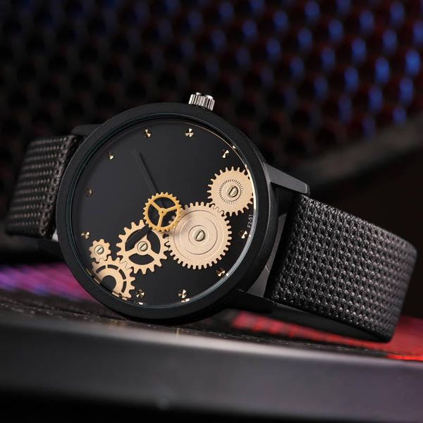 

wristwatches men and women couple watch fashion diamond set gear dial casual leather belt quartz dress, Slivery;brown