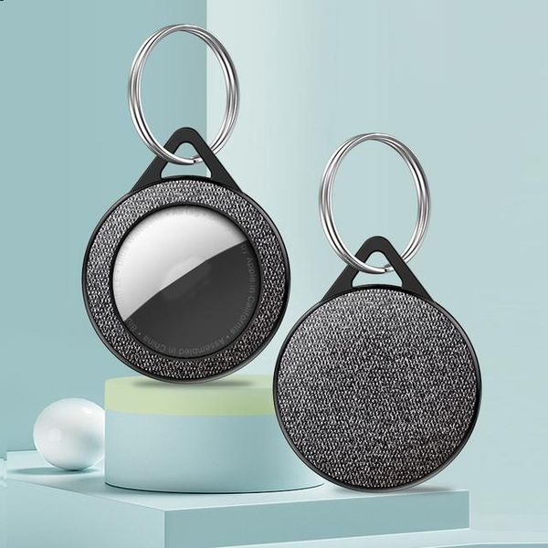 

keychains fabric protective case for airtag tracker protection cloth hard anti-lost device protector shell accessories, Silver