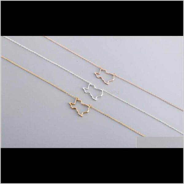

charm jewelry drop delivery 2021 30pcs outline usa texas state map bracelet simple geometric hollow geography open line earth globe world am, Golden;silver