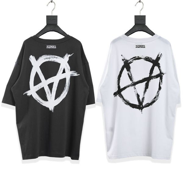 

brand high street new vtm vehicles short sleeve os loose casual hip hop lovers short sleeve t-shirt men and women fashionlcyb, White;black