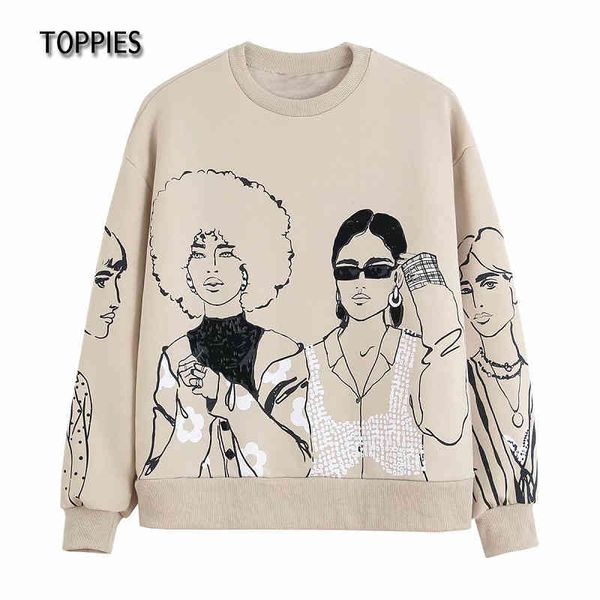 

ies casual sweatshirts for woman fashion girls printed pullover hoodie female sweetshirts 210412, Black