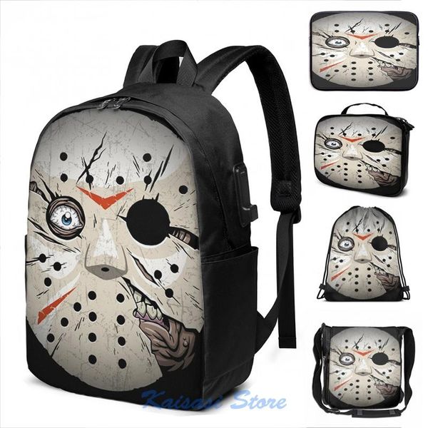 

backpack funny graphic print camp killer usb charge men school bags women cosmetic bag travel laptop