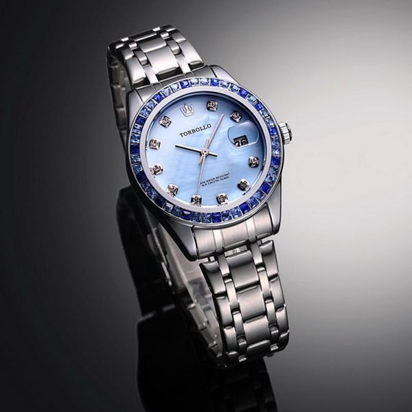

wristwatches brand torbollo women watch miyota movement quartz date crystal ceramic lady clock for girls, Slivery;brown