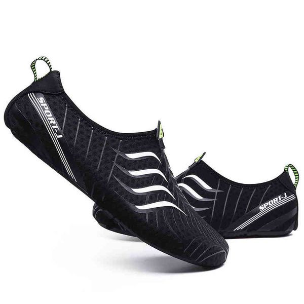 

men water aqua shoes women swimming sneakers barefoot sandals beach wading flats breathable quick dry footwear 220118, Black