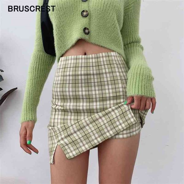 

summer skirts high waist vintage plaid mini short bodycon korean kawaii 210621, Black
