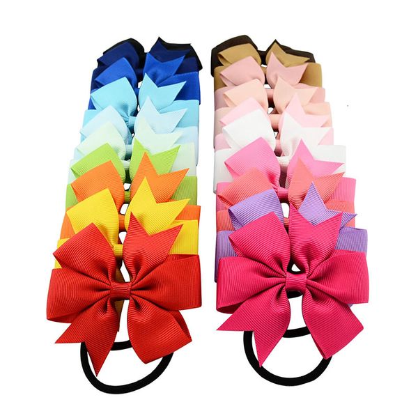

hair accessories 3.2 inch baby girls rope band kids elastic bows hairbands bowknot head headwear children kfr02 rghv, Slivery;white