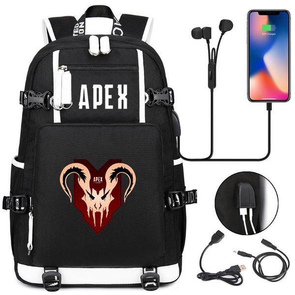 

backpack apex legends casual cartoon school bags for teenagers zipper bookbag student usb travel lapshoulders