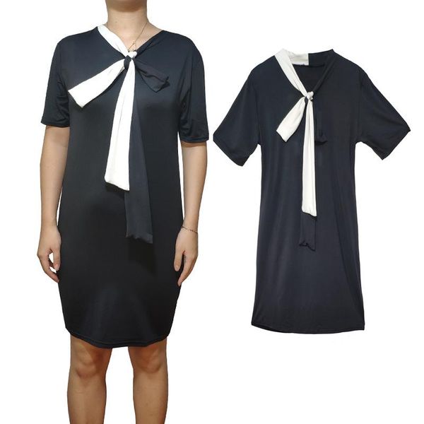 

one-piece suits spandex women's dress party looks thin hit color bow knot to reduce age straight