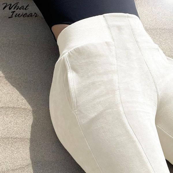 

women's pants & capris whatiwear velvet skinny solid women autumn high waist fitness sporty stretch leggings fashion streetwear wild bo, Black;white