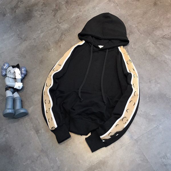 

couple's 2021 autumn new letter reflective strip webbing hooded men's and women's loose sweater, Black