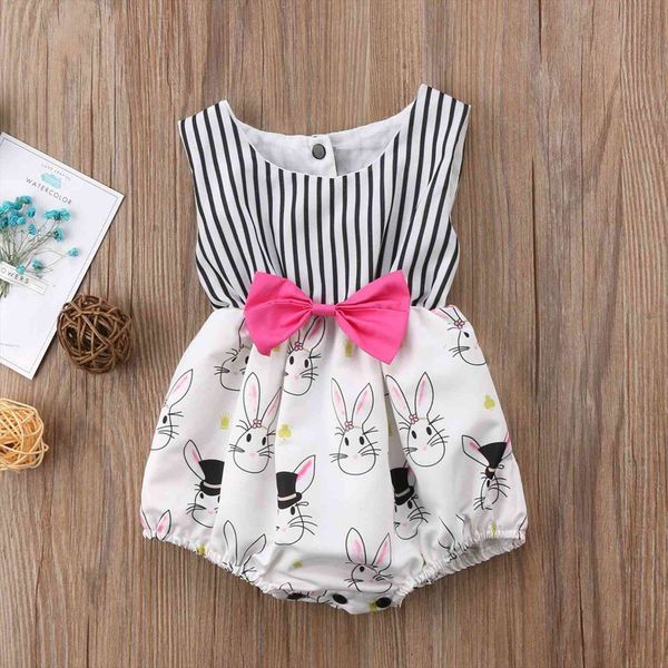 

fashion cartoon print bunny girl dress rabbit newborn romper baby clothes infant striped jumpsuit outfits ropa bebe 0 24m, Red;yellow