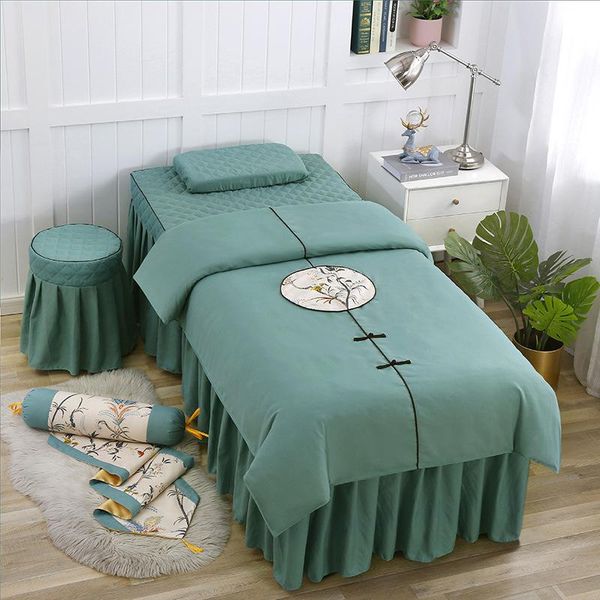 

chinese painting 4 pcs beauty salon bedding set bed linens bedspread massage spa pillowcase stoolcover duvet cover sets