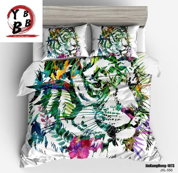 

bedding sets 3d animal duvet cover king/ size tiger white green cartoon flower blend luxury fashion bed