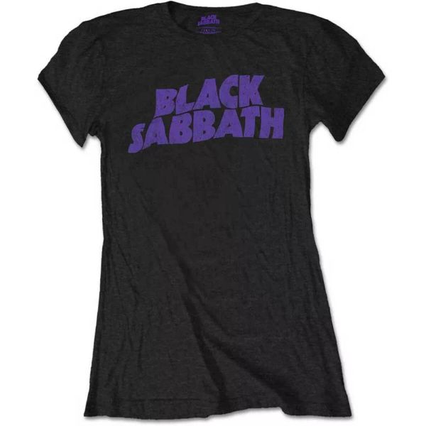 

ladies black sabbath wavy official logo women ladies tshirt, White;black