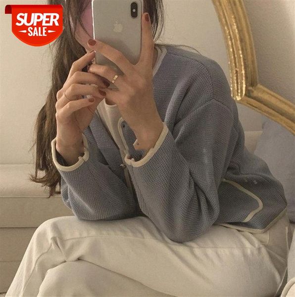 

vegetable original standard three-color knitted cardigan spring ins pushes dalian straight hair #9m8e, Black