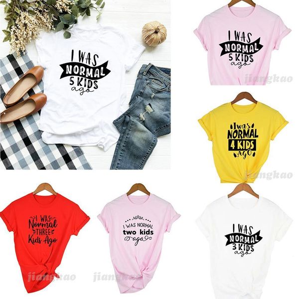

i was normal five women kids three ago mom life tee mothers day female t shirt letter print, White