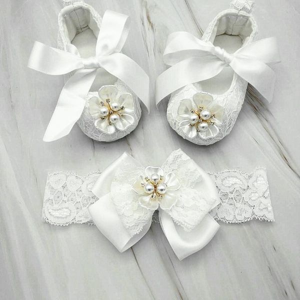 

dollbling baptism pearls ribbon baby girl shoes christening white flower handmade born princess infant wedding anti-slip crib first walkers