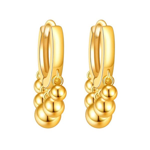 

hoop & huggie s925 silver earring collision balls for women wedding gift lady girl fashion jewelry, Golden;silver