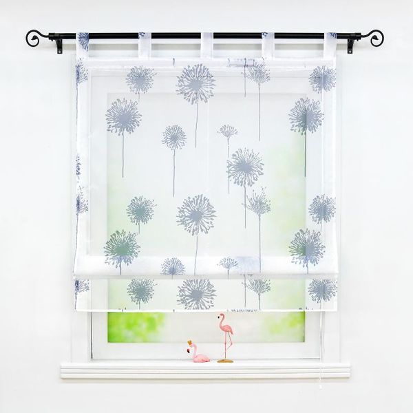 

roman shade transparent voile drape dandelion printed window curtain drapery valance panel for kitchen balcony & drapes