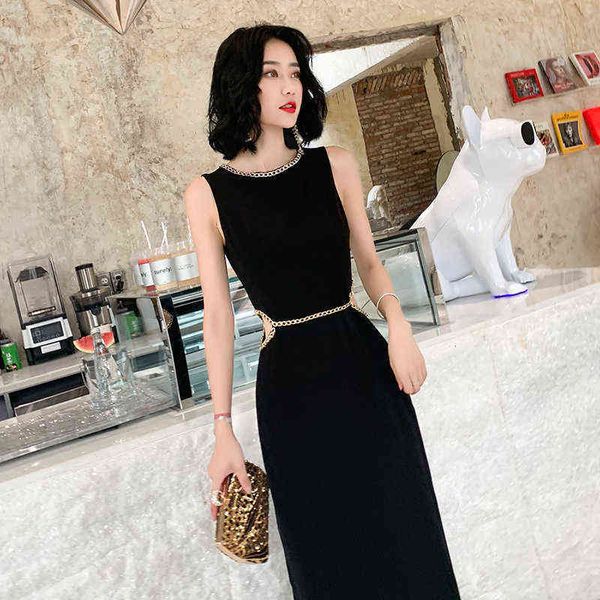 

luxury party evening dress celebrity evening female 2021 summer grand banquet host black long skirt elegant and thin