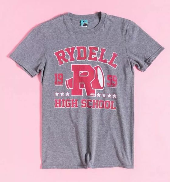 

official men's grease rydell high school athletic grey marl t-shirt, White;black