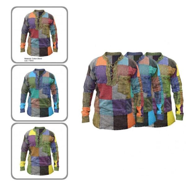 

men's casual shirts skin-friendly fabulous colorful artistic patchwork men shirt pullover for dating, White;black