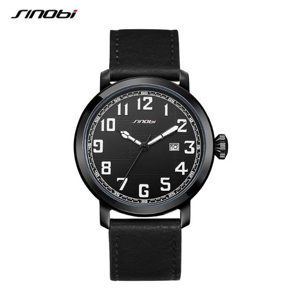

sinobi men watches business leather watch japan movement sports military male fashion simple wristwatches 9813, Slivery;brown