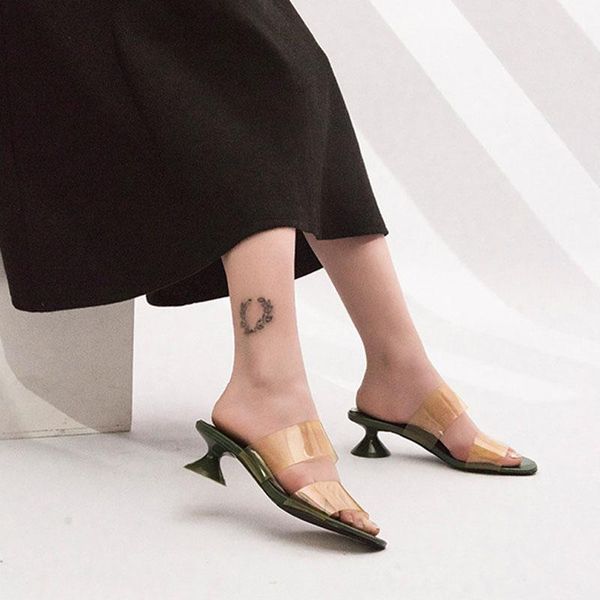 

teahoo summer women sandals fashion vintage color transparent band gladiator shoe open toe mid heel lady roman sh, Black