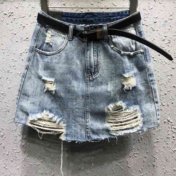 

plus size 5xlblue ripped women skirt casual mini denim summer basic pocket jeans high waist, Black
