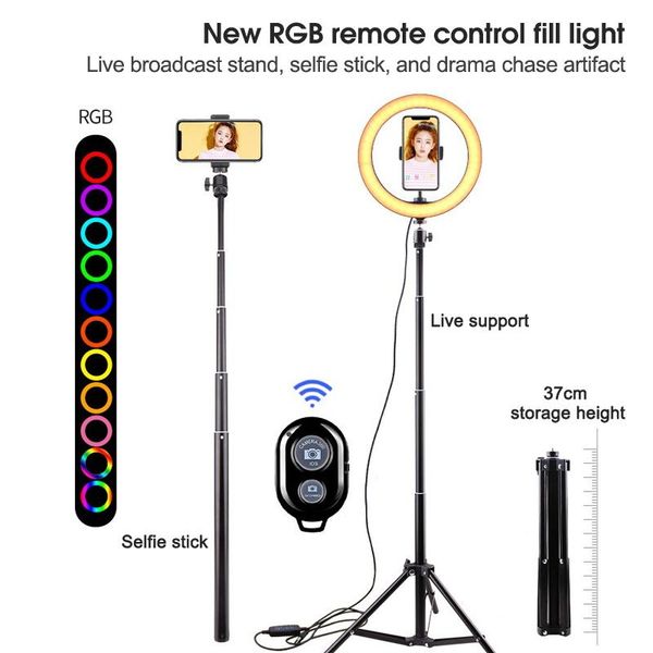 

inch led selfie ring light with tripod lamp pography ringlight stand for makeup video live studio flash heads