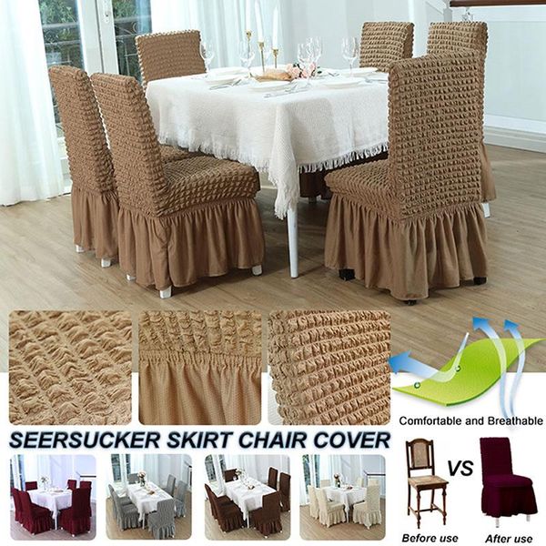 

chair covers thickened skirt dining cover white elastic slipcover stretch for kictchen wedding party el