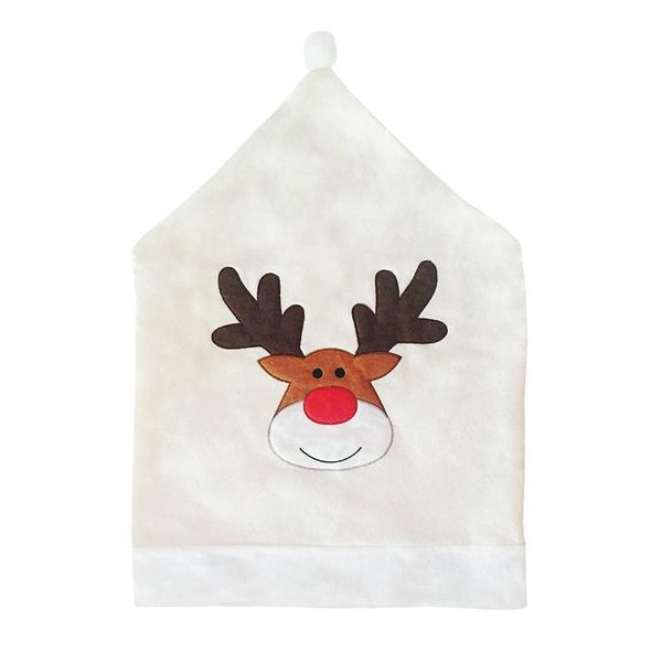 

chair covers christmas decorations table non-woven elk embroidery rice white cover