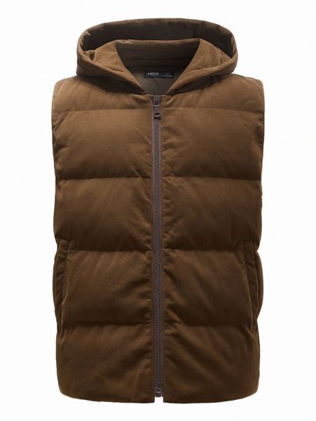 

men hooded corduroy puffer vest coat r2oc#, Black;brown