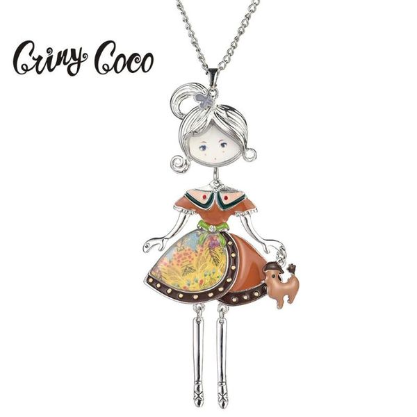 

pendant necklaces bohemian sweet doll & pendants for women girl 2021 statement long chokers charm chains necklace jewelry wholesale, Silver