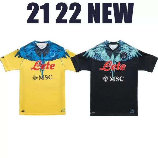 

21 22 napoli marcelo soccer jersey burlon naples men's t-shirt 2021 2022 koulibaly insigne maradona maillot foot mertens commemorative, Black;yellow