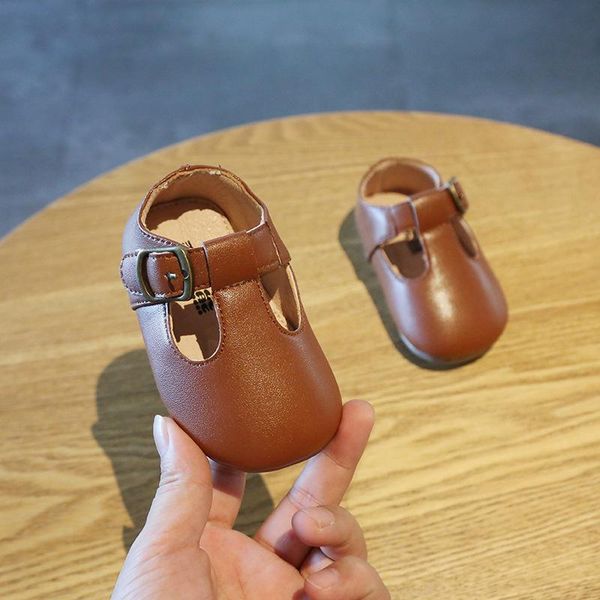 

flat shoes born baby prewalker vintage leather soft infant boy girl multicolor toddler rubber anti slip crawl light weight, Black;grey