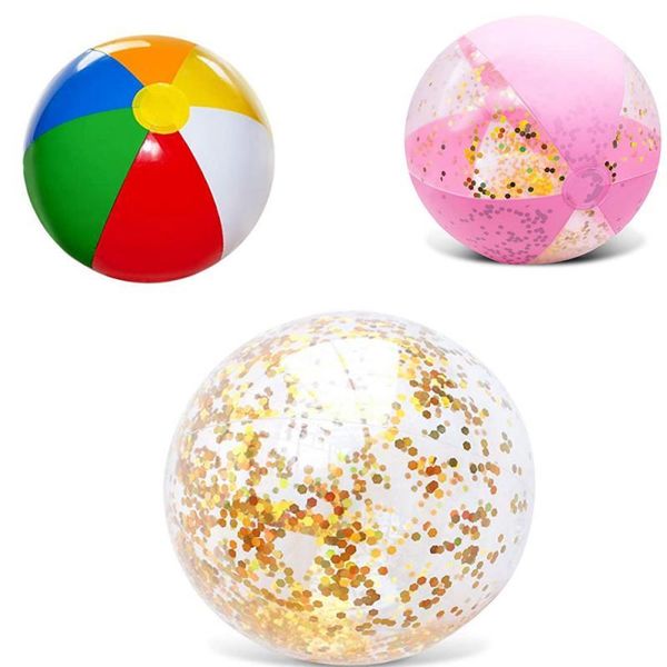 

pool & accessories inflatable beach ball outdoor summer water play party toys kids glitter confetti sports