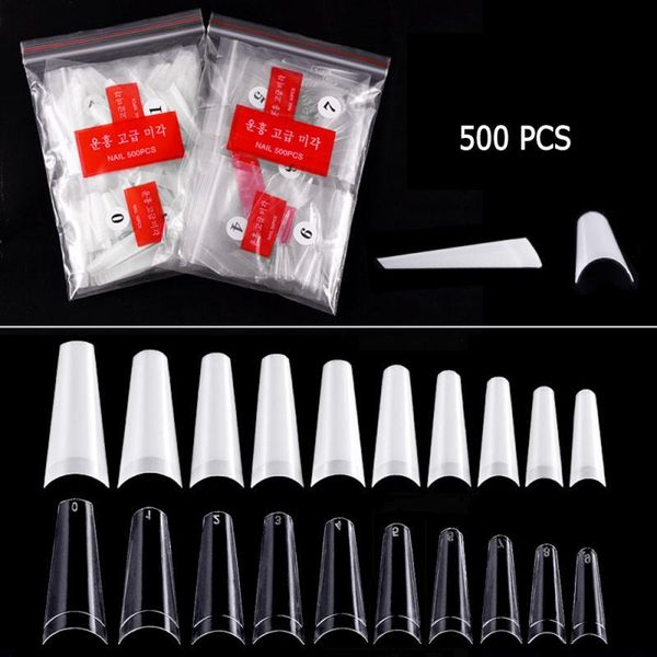 

false nails 500pcs/lot clear white natural french flat head fake nail tip extension press on uv gel polish denim art, Red;gold