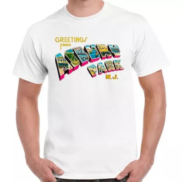 

greetings from asbury park n.j. 70s rock retro t shirt 549, White;black