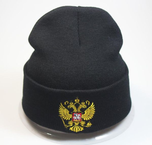 

party hats russia national emblem embroidered knitted hat pullover cap autumn and winter warm for men women skin friendly fashion