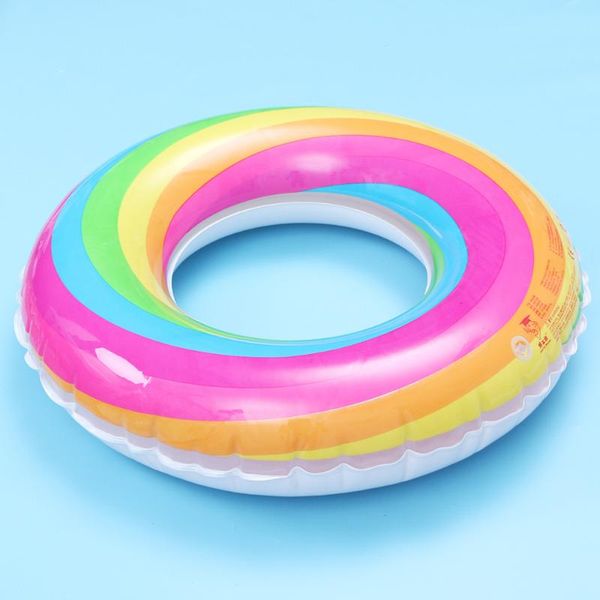 

life vest & buoy 2pcs thicken adults rainbow inflatable swim ring safety aid float seat sports accessory for woman man (80cm after inf