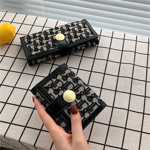 

factory store shop wallet female new style foreign explosion folding long zero wallet net red multi card position high appearance short, Red;black