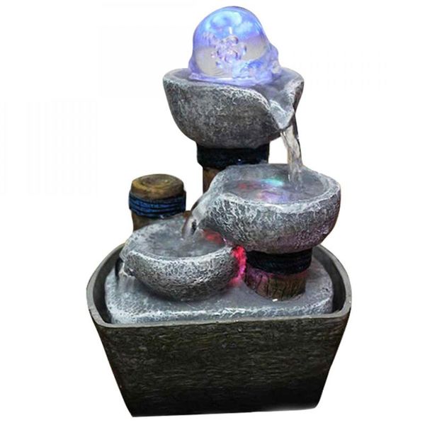 

decorative objects & figurines resin feng shui ornaments with glass ball indoor fountain led lights home office deskdecoration miniature