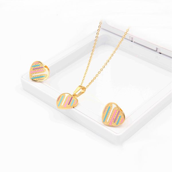 

fashion accessories women's titanium steel love jewelry set necklaces earrings, Black