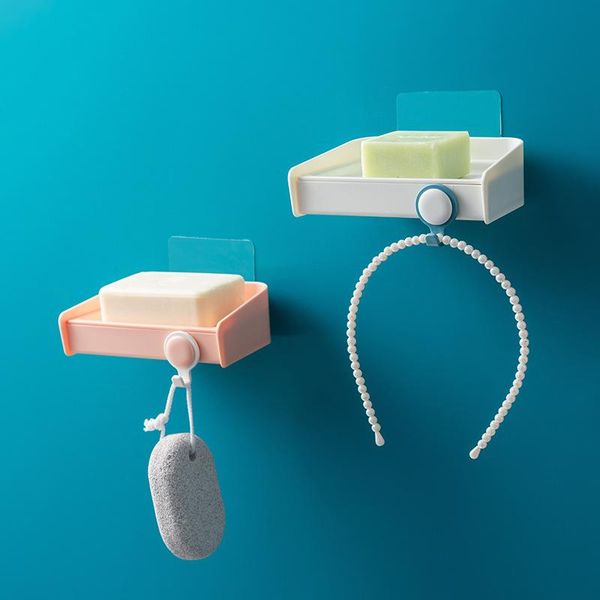 

hooks & rails simple perforation with double-layer drain soap box wall hanging holder toilet rack plastic