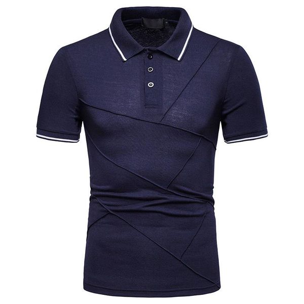 

men's shirt summer fashion stitching rest short-sleeved ruffled lapel bottoming p041 casual shirts, White;black