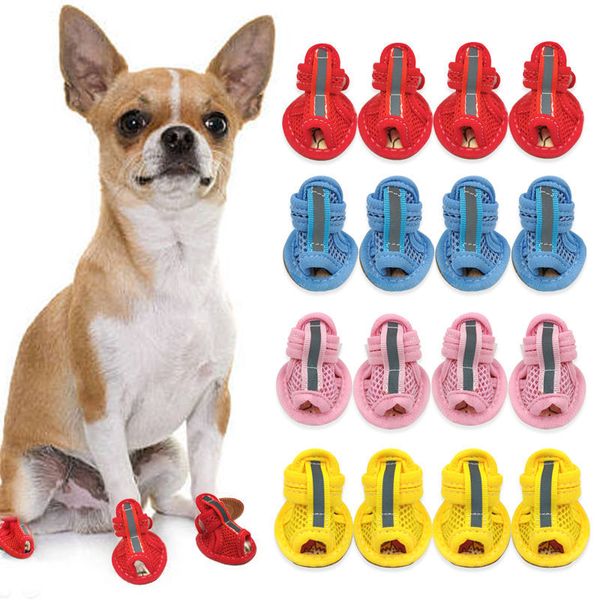 Brand verão inverno protetor animal de estimação sapatos para pequenos médios grandes cães gatos impermeáveis ​​Malha de malha respirável montes qylrgb bde_luck 2202 v2